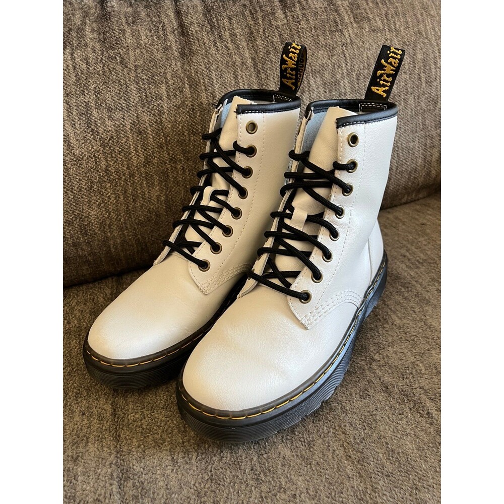Dr. Martens Zavala White Combat Boots - Size 6 (Never Worn)